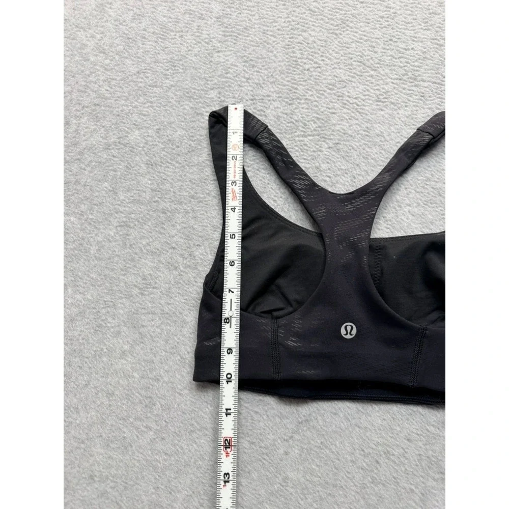 Lululemon Black Jacquard Racerback Sports Bra Medium Impact Activewear Womens
